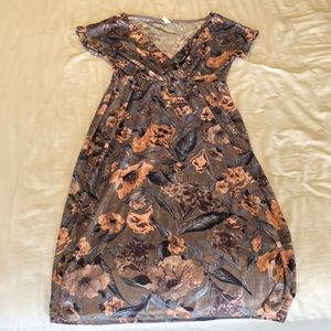 Pinkblush velvet floral cap sleeve floral dress